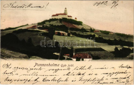 1902 Pannonhalma, Győrszentmárton; Pannonhalma Győr felől (EK)