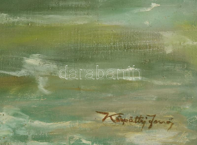 Kárpáthy Jenő jelzéssel: Vitorlások. Olaj, vászon. Javított. 60,5x70 cm - Image 2