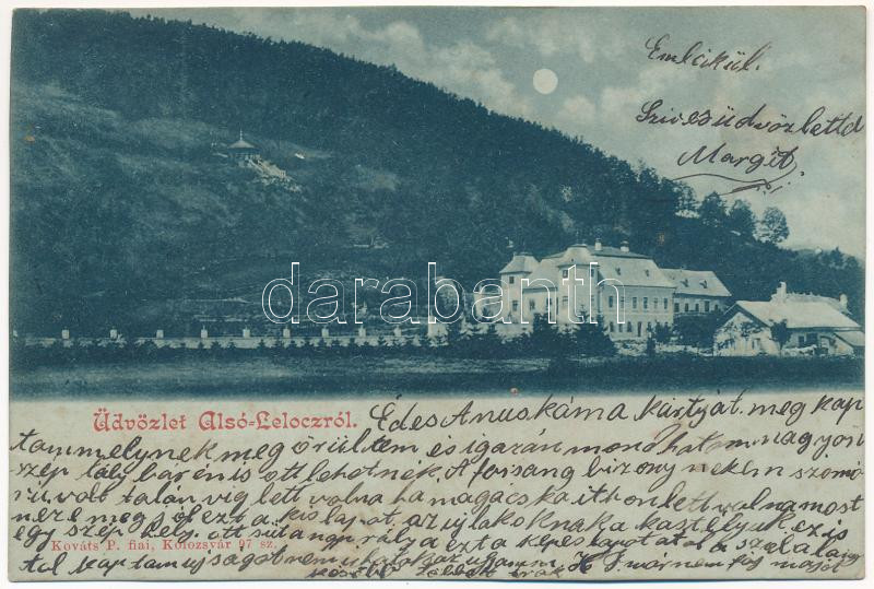 1904 Alsólelóc, Alsó-Lelóc, Dolné Lelovce (Nemeskosztolány, Zemianske Kostolany); Tarnóczy kastély 1898-as nagyobbméretűvé átalakítás után este. Kováts P. fiai 97. sz. / castle at night (fl)