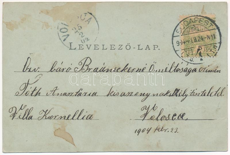 1904 Alsólelóc, Alsó-Lelóc, Dolné Lelovce (Nemeskosztolány, Zemianske Kostolany); Tarnóczy kastély 1898-as nagyobbméretűvé átalakítás után este. Kováts P. fiai 97. sz. / castle at night (fl) - Image 2