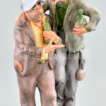 Italozó szegénylegények porcelán figura, szignóval és jelzéssel, hibátlan, m: 25 cm