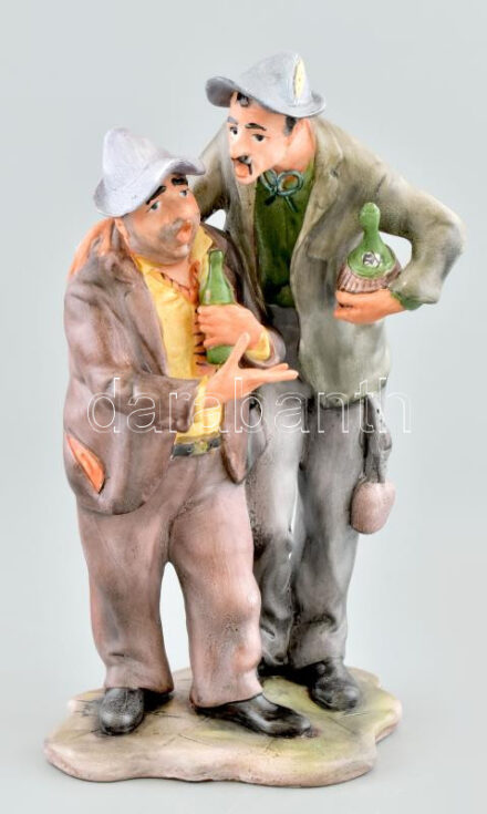 Italozó szegénylegények porcelán figura, szignóval és jelzéssel, hibátlan, m: 25 cm