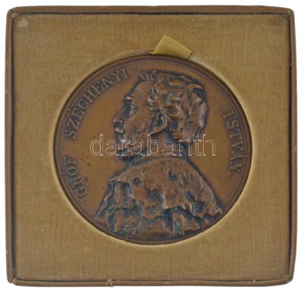 Lóránfi Antal (1856-1927) 1897. 'Gróf Széchenyi István / A soproni Széchenyi szobor leleplezésére 1897. máj. 23. - Sopron megye és Sopron sz. k. város' öntött bronz emlékérem (75mm) T:AU patina