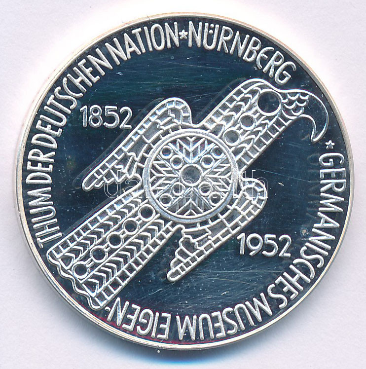 2003. A NSZK 1952D 5M '100 éves a Nürnbergi Múzeum' érme jelzett utánverete T:PP patina 2003. The FRG 1952D 5 Mark 'Centennial of the Germanic Museum in Nürnberg' marked restrike C:PP patina
