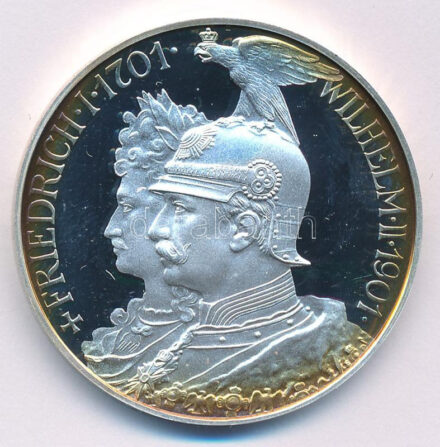 2001. A Német Államok / Poroszország 1901A 5M '200 éves a Porosz Királyság' érme jelzett utánverete T:PP ujjlenyomat, patina 2001. The German States / Prussia 1901A 5 Mark '200 Years - Kingdom of Prussia' coin marked restrike C:PP
