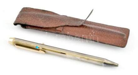 Art Deco stílusú 'kaméleon' toll 4 az egyben, 4 féle szín, nem ír, szép állapotban, h: 13,5 cm, bőr tokban. Gyűjtői darab!