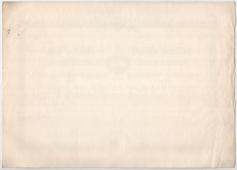 Budapest 1920. 'Magyar Asphalt Részvénytársaság' részvénye 200K-ról, magyar és német nyelven, szelvények nélkül, szárazpecséttel, felülbélyegzésekkel (3x) sorszámkövetők T:XF - Image 3