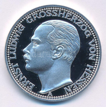 2005. A Német Államok / Hessen 1910A 3M 'Ernst Ludwig' érme jelzett utánverete T:PP 2005. The German States / Prussia 1913A 3 Mark 'Ernst Ludwig' coin marked restrike C:PP