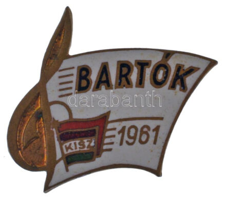 1961 .'Bartók - KISZ' zománcozott bronz kitűző (24x28mm) T:AU