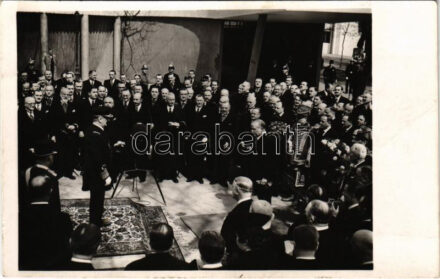 1940 Budapest, XXXV. Budapesti Nemzetközi Vásár, Vitéz Nagybányai Horthy Miklós kormányzó beszédet mond + '1940 XXXV. Budapesti Nemzetközi Vásár Horthy Miklós Országlásának 20. évében' So. Stpl. (lyuk / pinhole)