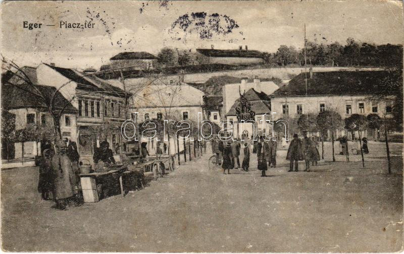 1921 Eger, Piactér. Joó Imre kiadása (szakadás / tear)
