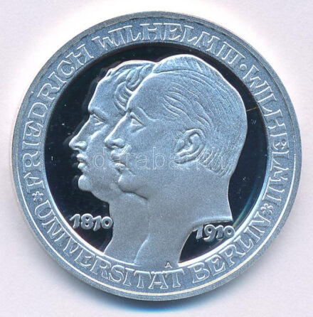 2005. A Német Államok / Poroszország 1910A 3M '100 éves a berlini egyetem' érme jelzett utánverete T:PP 2005. The German States / Bavaria 1910A 3 Mark '100th Anniversary of the University of Berlin' coin marked restrike C:PP