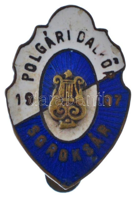~1907. 'Polgári Dalkör Soroksár 1907' zománcozott bronz gomblyukjelvény (24x26mm) T:XF kis zománchiba