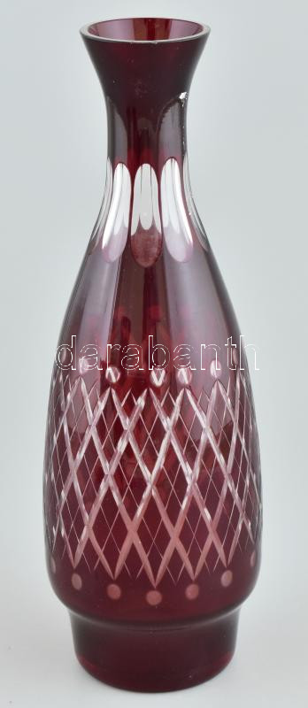 Bordó kristály váza, minimális lepattanással, m: 30 cm