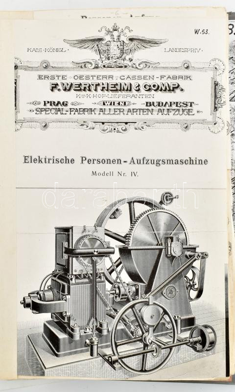 Ganz-Mávag Felvonógyár és elődjei (Franz Wertheim, Magyar Felvonó- és Gépgyár Rt.) története 2 db mappában, egyedi összeállítás kézzel írt lapokkal, fénymásolatokkal, nyomtatványokkal, lapokra ragasztott fotókkal, régi - Image 2