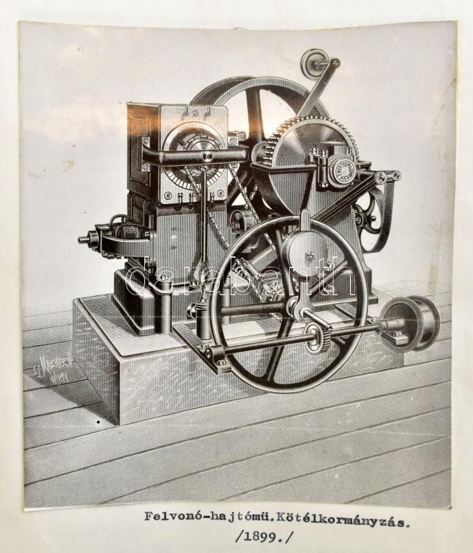 Ganz-Mávag Felvonógyár és elődjei (Franz Wertheim, Magyar Felvonó- és Gépgyár Rt.) története 2 db mappában, egyedi összeállítás kézzel írt lapokkal, fénymásolatokkal, nyomtatványokkal, lapokra ragasztott fotókkal, régi - Image 3