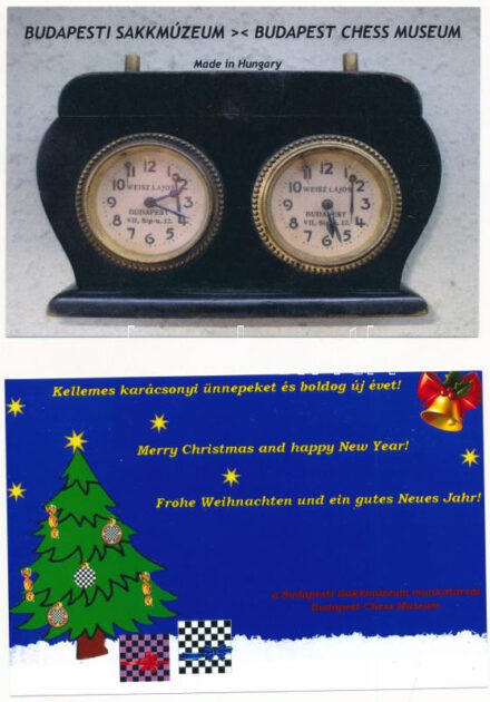 Budapesti Sakkmúzeum - 2 db modern képeslap / Budapest Chess Museum - 2 modern postcards