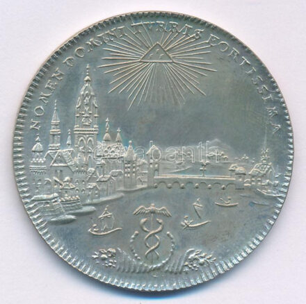 NSZK ~1975-1985. A Frankfruti 1772. Konvenciós Tallér Ag utánverete, peremén 'BANK FÜR GEMEINWIRTSCHAFT AKTIENGESELLSCHAFT' körirattal (23,86g/0.925/41mm) T:UNC,AU FRG ~1975-1985. Ag Restrike of the Frankfurt Free City 1772. Convention