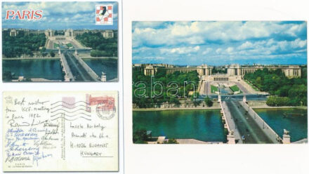 1982 Paris ICCF Chess Meeting - modern levelezési sakk képeslap és magyar reprint lapja