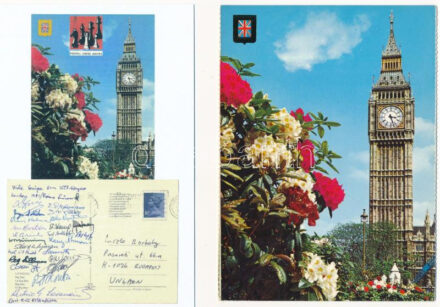 1981 London ICCF Chess Meeting - modern levelezési sakk képeslap és magyar reprint lapja