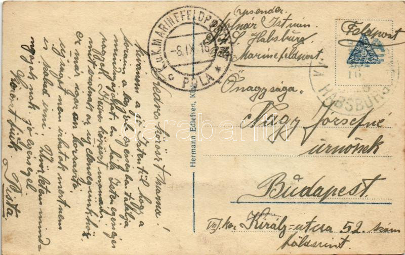 1916 Forcierte Überwasserfahrt / WWI German Navy submarine + 'K.U.K. KRIEGSMARINE SMS HABSBURG' (fl) - Image 2