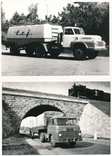 Csepel Autógyár Szigethalom - 2 db modern Képzőművészeti Alap képeslap: Csepel D450N3-3 tejszállító és Csepel D705.10-7 vámzáras áruszállító