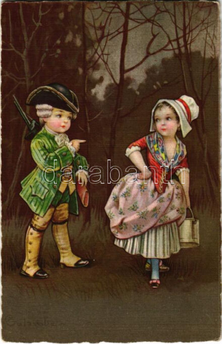 1926 Olasz művészlap, gyerekek / Italian art postcard, children. Ultra 2039. s: Colombo