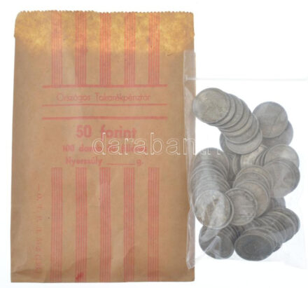 1941-1944. 1P Al (64x) 'Országos Takarékpénztár - 50 Forint, 100 darab 50 filléres' papírzacskóban, a zacskó bélyegzés nélkül T:F oxidáció, porózus Adamo P6.1