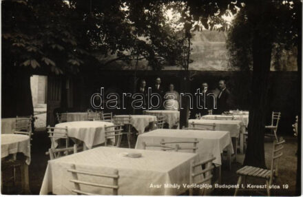 1929 Budapest I. Tabán, Avar Mihály Avar vendéglője, étterem, kerthelyiség. Kereszt utca 19.
