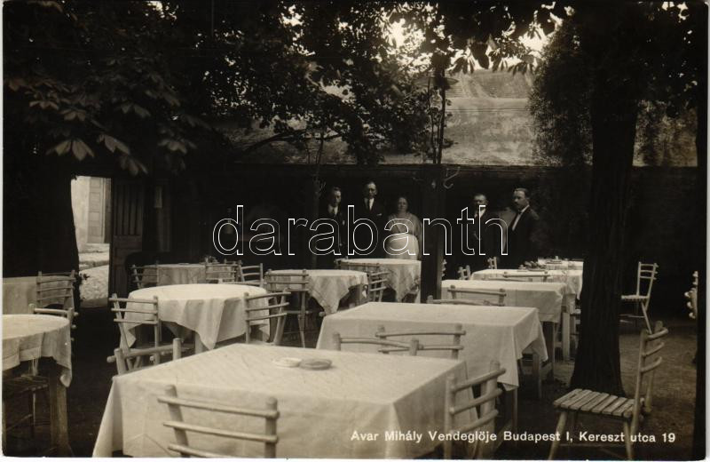 1929 Budapest I. Tabán, Avar Mihály Avar vendéglője, étterem, kerthelyiség. Kereszt utca 19.