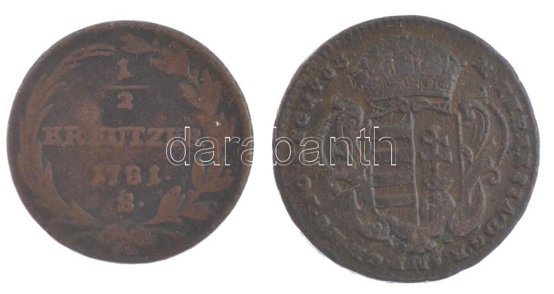 1763. Rézdénár 'Mária Terézia / zárt korona' + 1781S 1/2kr Cu 'II. József' T:VF,F