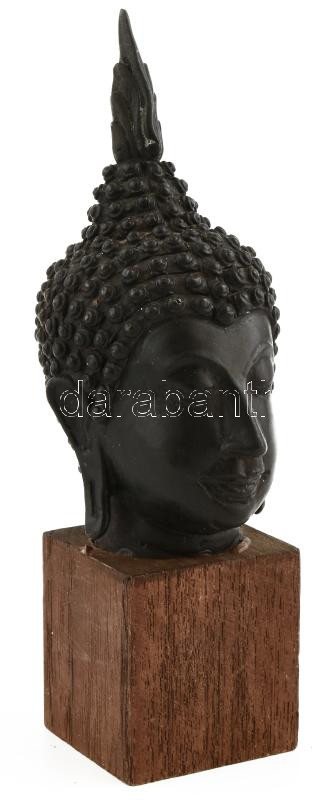 Jelzés nélkül: Buddha. Fém, fatalpon, m: 20 cm