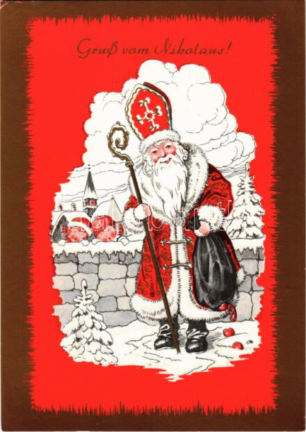 Gruß vom Nikolaus! / Saint Nicholas greeting art postcard - modern (EK)