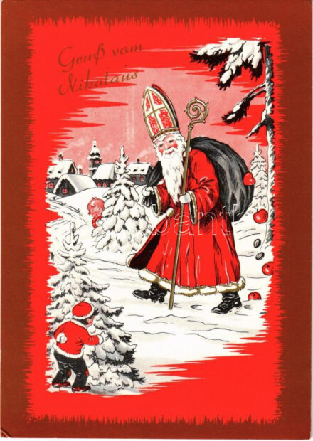 Gruß vom Nikolaus! / Saint Nicholas greeting art postcard - modern (EK)
