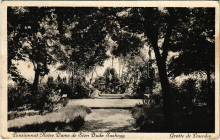 Budapest XI. Sashegy, Notre Dame de Sion, Római Katolikus Leánygimnázium, Lourdes szobor (fa)