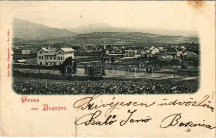 1898 (Vorläufer) Bugojno, Bahnhof / railway station + 'K. und K. Milit. Post XVI Bjelina' (EK)