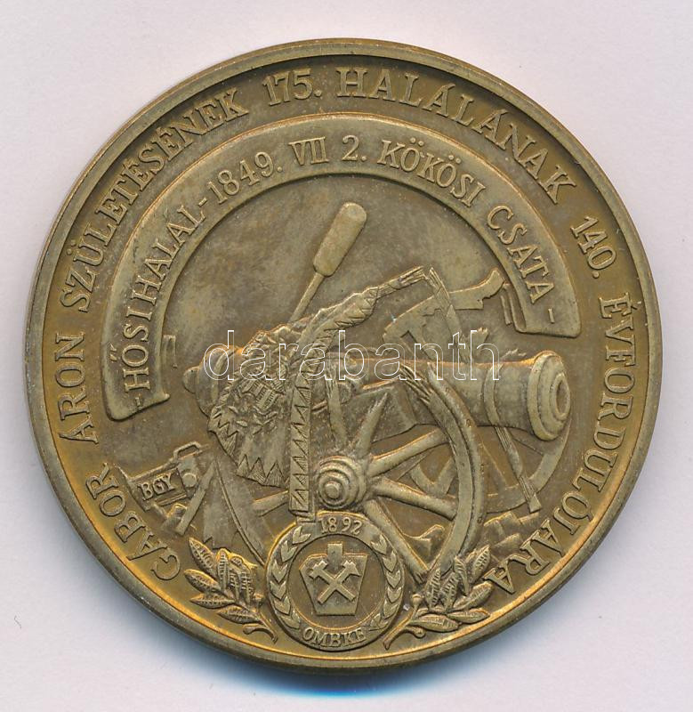 Bognár György (1944-) 1989. 'Gábor Áron 1814-1849 / Születésének 175., halálának 140. évfordulójára' bronz emlékérem (42,5mm) T:AU patina - Image 2