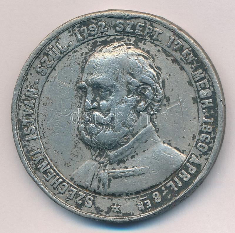 Wenzel Seidan (1817-1870) 1860. 'Széchenyi István szül. 1792. szept. 17én - megh. 1860. ápril. 8én / Hazájának élt' ón halotti emlékérem (43mm) T:VF ph, karc