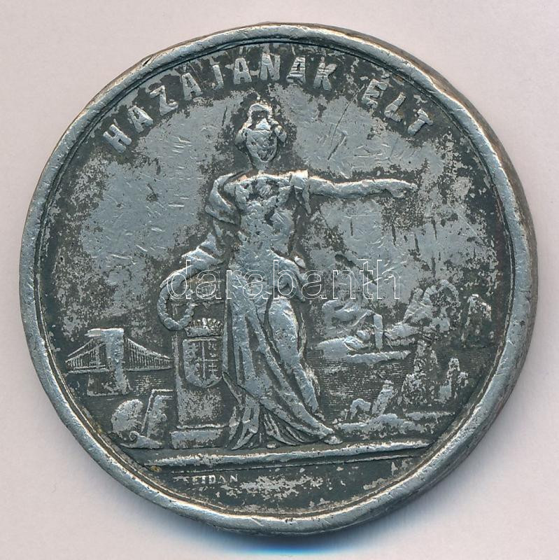 Wenzel Seidan (1817-1870) 1860. 'Széchenyi István szül. 1792. szept. 17én - megh. 1860. ápril. 8én / Hazájának élt' ón halotti emlékérem (43mm) T:VF ph, karc - Image 2