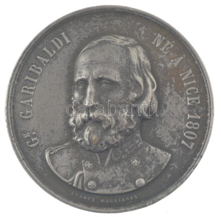 Franciaország 1859. 'Giuseppe Garibaldi / Az Olasz Köztársaság fennállásának 10. évfordulója' ezüstözött bronz emlékérem másolat (?). Szign.: Franky Magniadas (58mm) T:XF ph, kopott ezüstözés France 1859. 'Giuseppe Garibaldi /