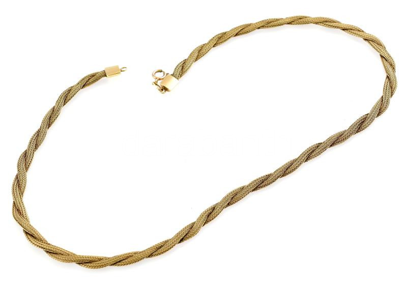 14k arany (Au) nyaklánc, fonott, jelzett, 11,25 g, 40 cm, végén sérült