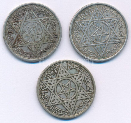 Marokkó 1953. 100Fr Ag 'V. Mohammed' (3x) T:XF,VF patina Morocco 1953. 100 Francs Ag 'Mohammed V' (3x) C:XF,VF patina Krause Y#52