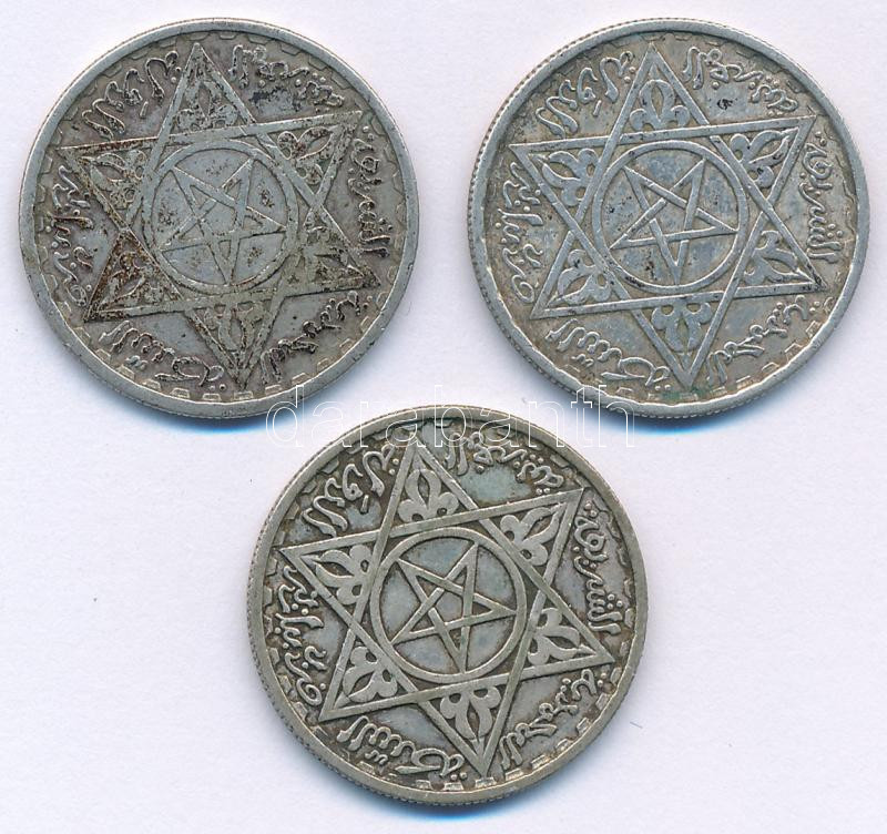 Marokkó 1953. 100Fr Ag 'V. Mohammed' (3x) T:XF,VF patina Morocco 1953. 100 Francs Ag 'Mohammed V' (3x) C:XF,VF patina Krause Y#52