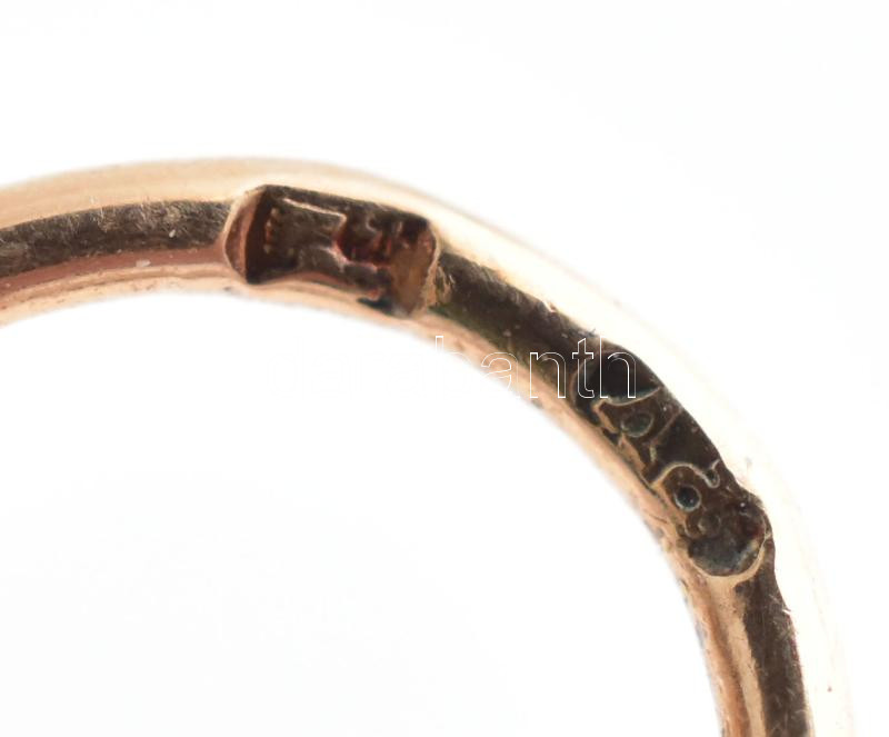 14K arany (Au) fülbevalópár kék kővel, bruttó: 2,53 g - Image 3