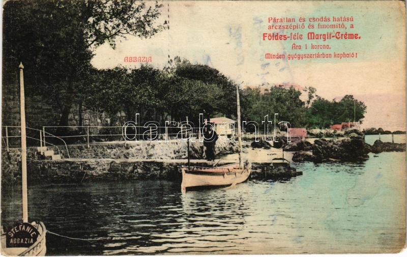 1909 Abbazia, Opatija; Földes-féle Margit-Creme reklám / cosmetic cream advertisement