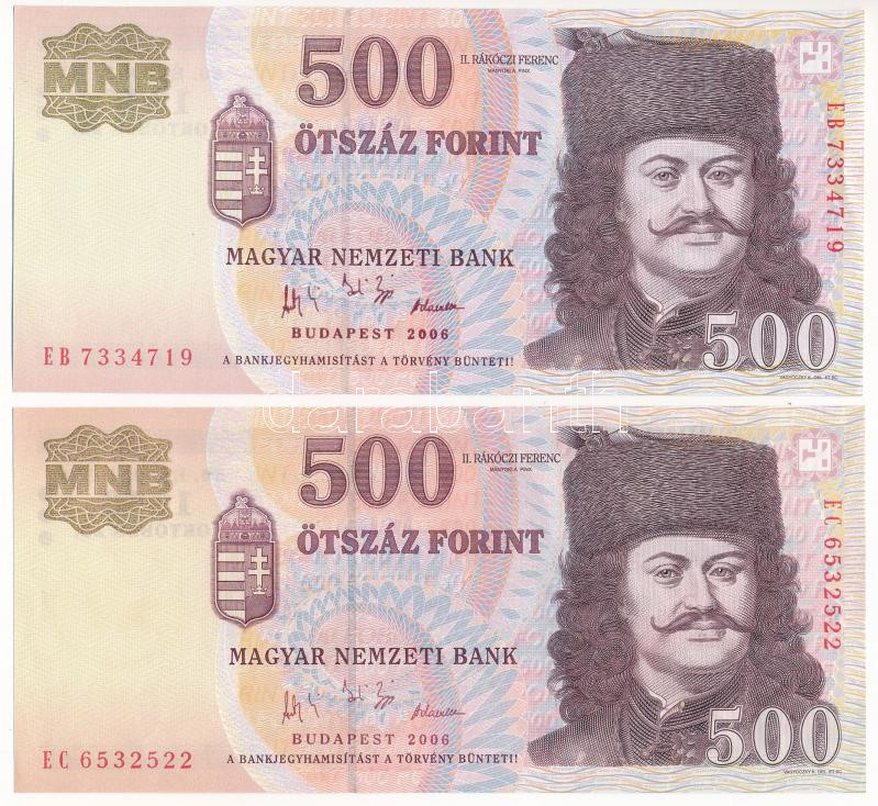 2006. 500Ft 'A forradalom 50. évfordulója 1956. október 23.' (2db, 'EB' és 'EC') T:UNC,AU Adamo F54EE