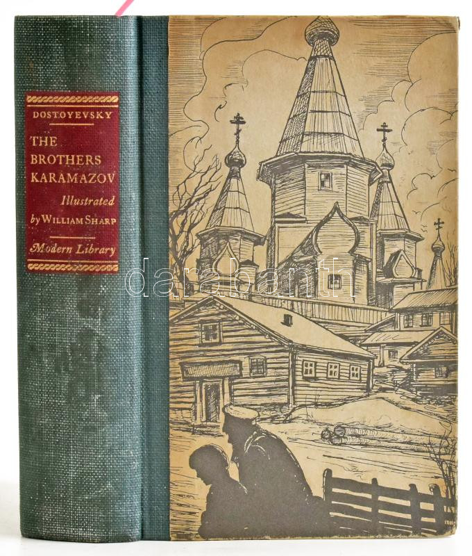 Fyodor Dostoyevsky: The Brothers Karamazov. Translated by Constane Garnett. Illustrated by William Sharp. The Illustrated Modern Library. New York, 1943., Random House. Angol nyelven. Kiadói kissé kopott félvászon-kötésben, kiadói kopott, - Image 2