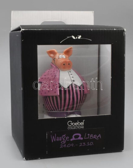 Goebel malac mérlegen, hibátlan, Waage Libra kollekció, kissé kopott original dobozában, m: 10 cm