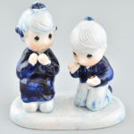 Delft gyermekpár figura, jelzéssel, hibátlan, m: 15 cm