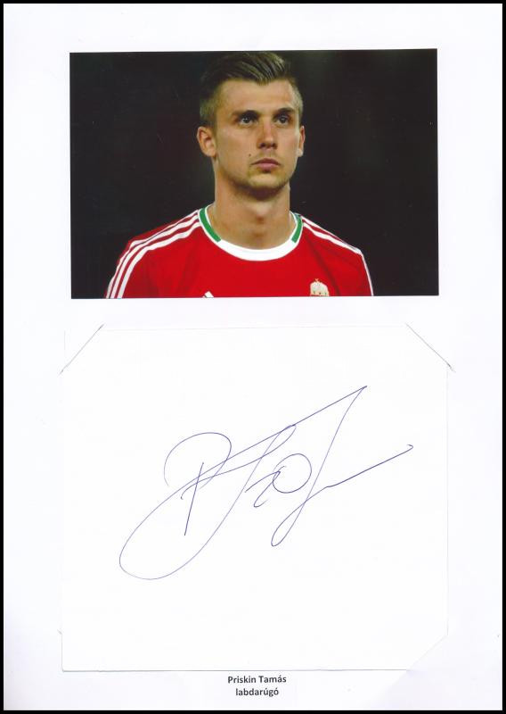 Dragoner Attila és Priskin Tamás labdarúgó aláírása papírlapon - Image 2